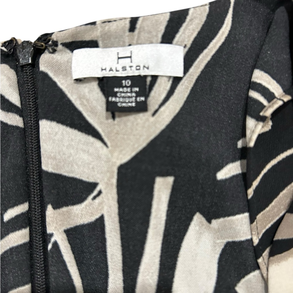 H by Halston Black and Cream Leaf Print Dress Dolman Sleeve - Picture 4 of 5